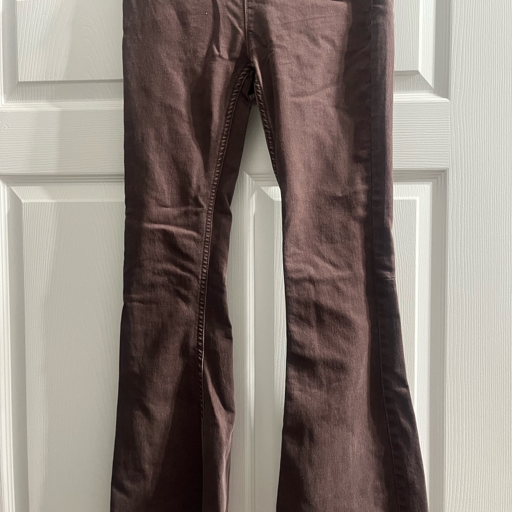 2 PAIRS! Free People Corduroy penny flare pants (dark chocolate and mocha color) - Picture 6 of 7